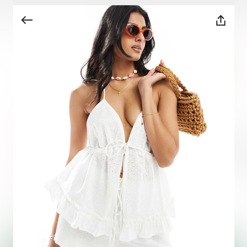 ASOS White Eyelet Ruffle Tank - Picture 4 of 5